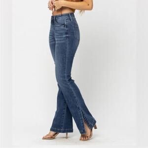 Judy Blue Enya Hi Rise Tummy Control Slim Boot Cut Jeans w/ Side Slit 22W NWT